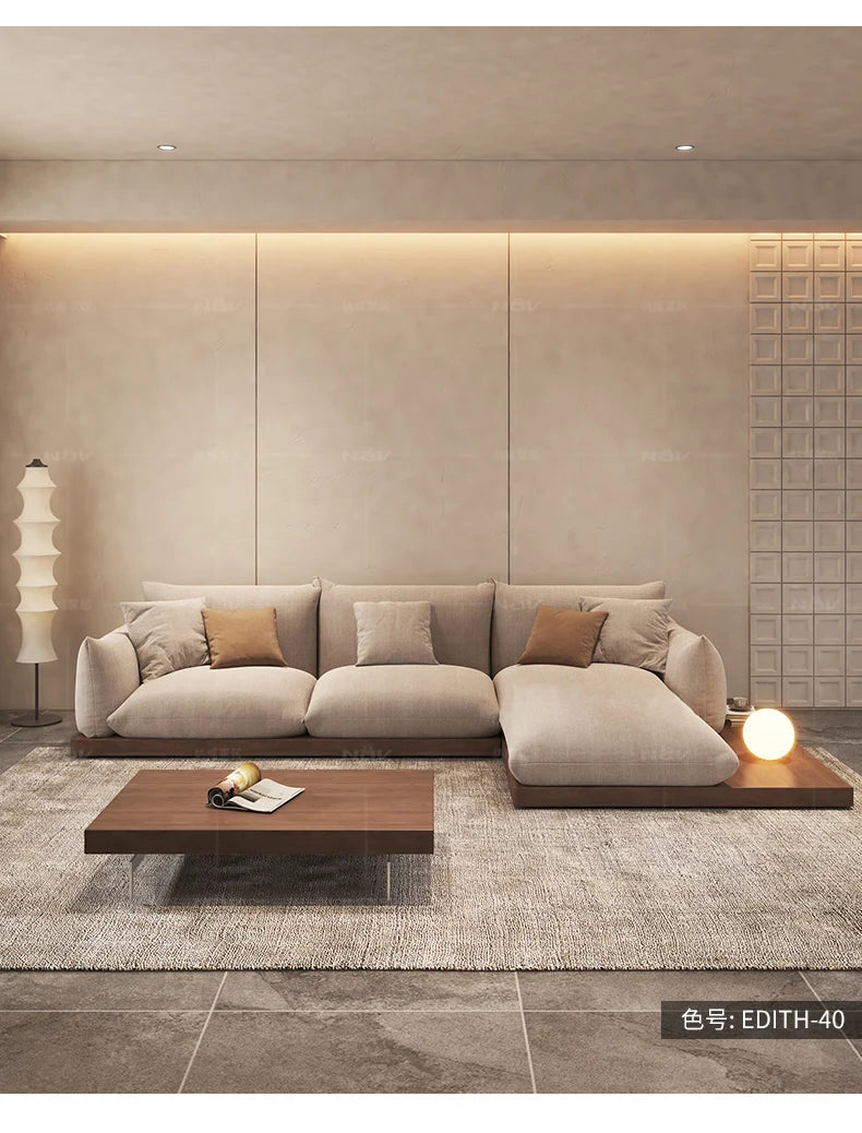 Japanese-style log wabi-sabi wind platform bread fabric sofa living room minimalist creative furniture