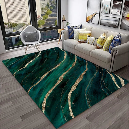 Luxurious Black Green Gold Colour Marble 3D Carpet Rug for Home Living Room Sofa Doormat Decor,kids Area Rug Non-slip Floor Mat