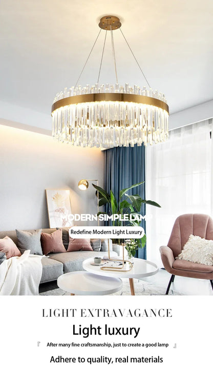 Nordic Luxury Chandeliers Crystal Pendant Ceiling Lights for Living Dining Room Kitchen Gold Pendant Light Decor Indoor Lighting