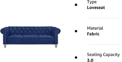 living room sofas Glam Emma Velvet Three Seater Chesterfield Style Sofa for Small Spaces with Crystal Button Tufts sofas