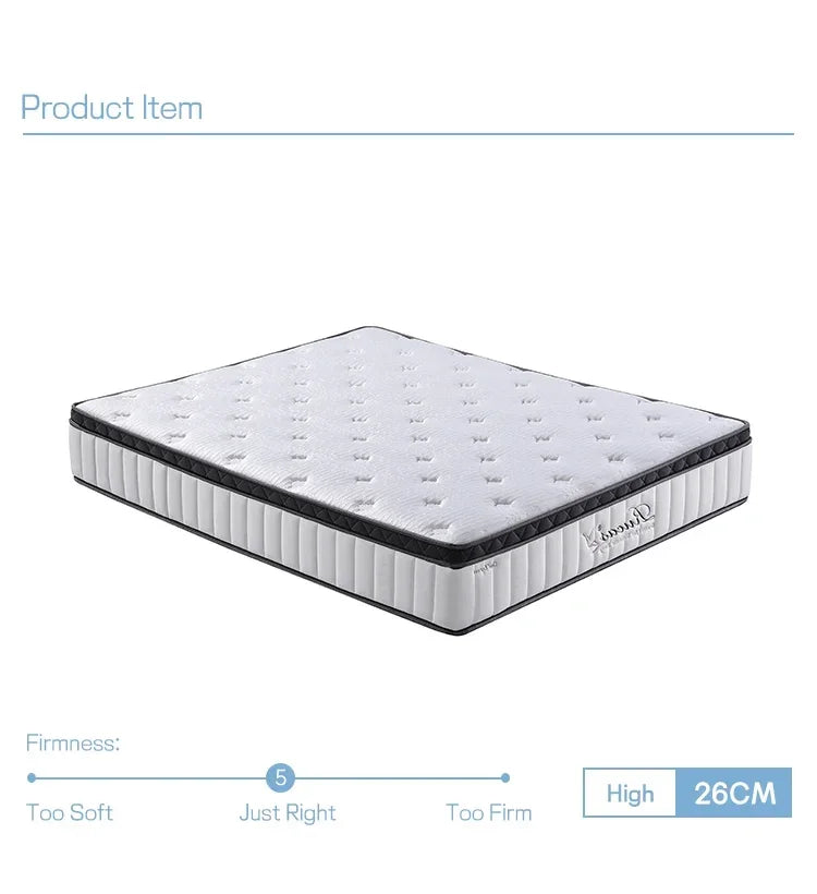 12 Inch Queen Size Memory Foam Mattress 26CM High Density Foam Compress Pocket Spring Mattresses for King Size Bed