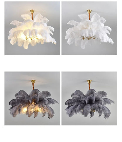 Feather Chandelier Ceiling Lamp LED Pendant Light Nordic Home Decor Lustre Modern Chandelier Pendant Light for Living Room