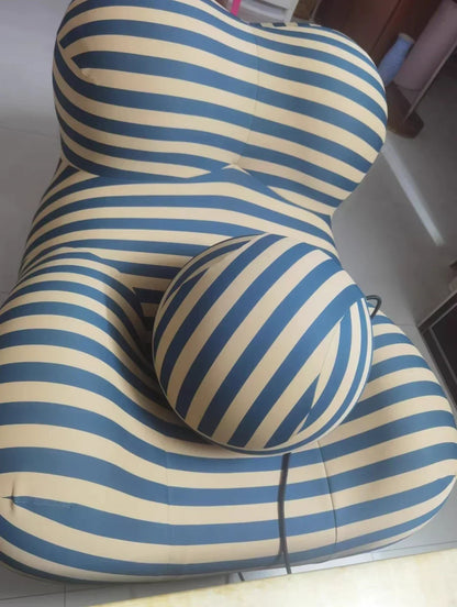 Luxury Mom's Embrace Bean Bag Sofa with Ottoman Modern Striped Cozy Seating for Living Room Bedroom Lounge Chair Decor Furniture