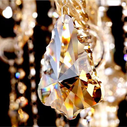 Light Luxury Cognac Color Crystal Chandelier For Stairway Sitting Room Big Chandelier For Staircase Iron Hanging Lamp Lustre Led
