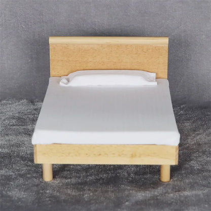 1:12 Scale Miniature Dollhouse Double Bed Mini Bedroom Wardrobe Furniture for OB11 BJD Doll Accessories Toy