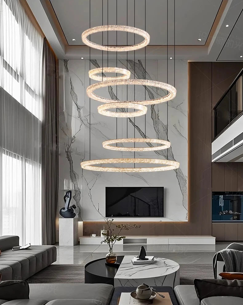 Modern ring stairs led lights pendant light lamps for living room led Chandeliers for dining room hanging light indoor lighting