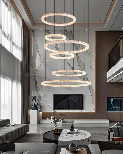 Modern ring stairs led lights pendant light lamps for living room led Chandeliers for dining room hanging light indoor lighting