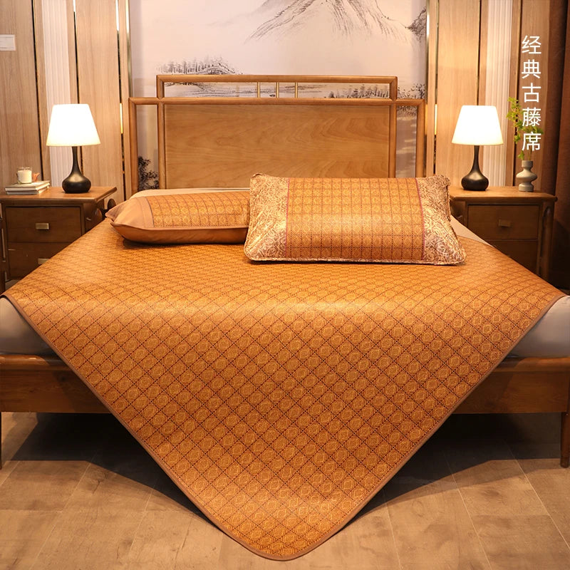 Cool mat summer rattan mat dual-use student dormitory single double foldable mattress summer natural pure rattan straw mat home