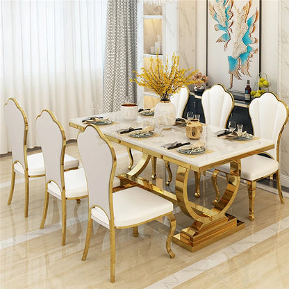 Modern Home Dining Room Furniture Dinning Room Table Luxury Stainless Steel Marble Dining Tables