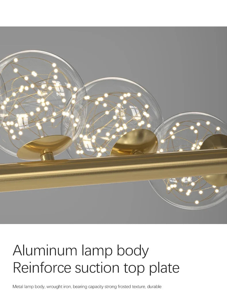Modern Led Long Ceiling Chandelier Suspension Glass Balls Dining Table Room Kitchen Home Decor Hanging Lamp Front Desk Lights