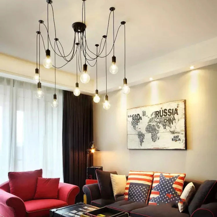 DIY Spider Chandelier Industrial Pendant Lights E27 Modern Ceiling Hanging Lamp Dinning Living Room Courtyard Lighting Fixture