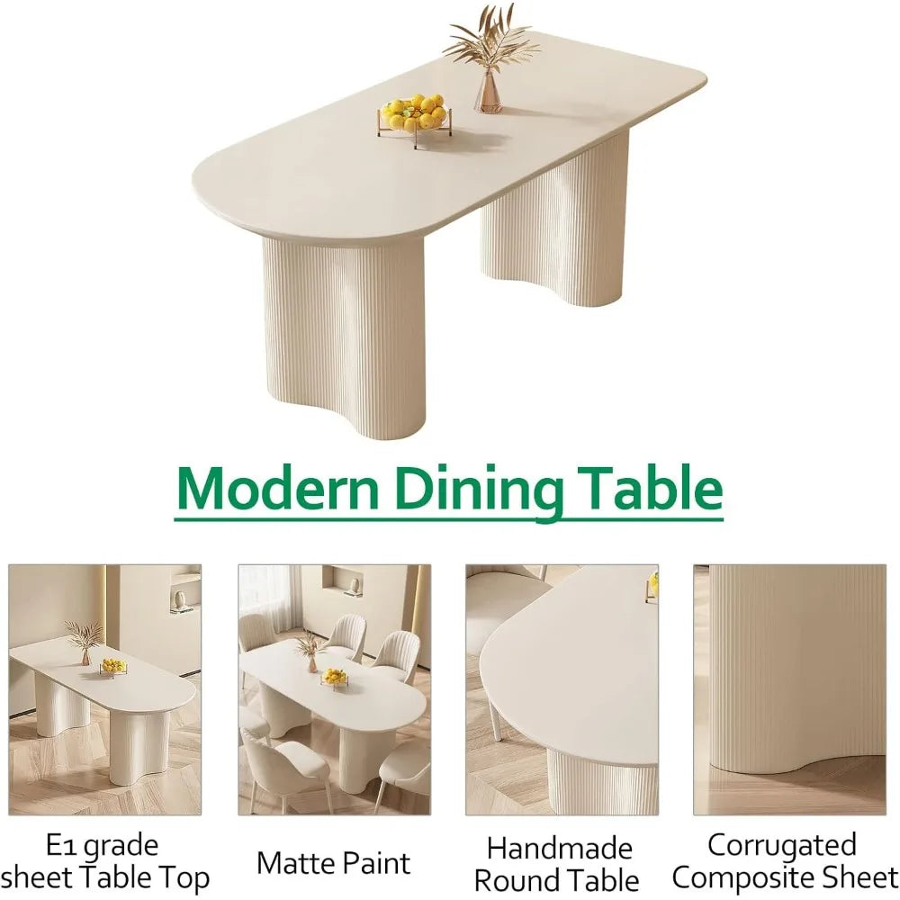 Dining Table Set for 4, 55" Oval Dining Room Table and Chairs Set 4C Baking Paint Technology, Dining Tables with 4 Chairs