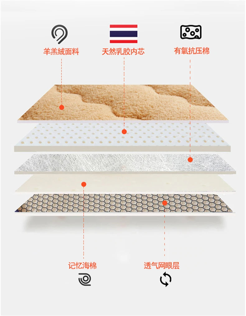 Latex mattress lamb fleece household 1.8/2.0m fashion tatami thickened student dormitory single double cushion warm mat