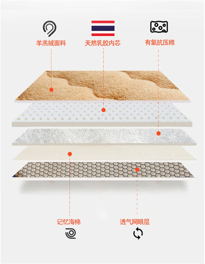 Latex mattress lamb fleece household 1.8/2.0m fashion tatami thickened student dormitory single double cushion warm mat