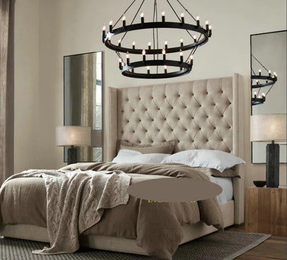 Modern American Retro Iron Pendant Lamp Vintage Industrial Led Droplight Round Cafe Restaurant Bar Knight Candle Chandelier