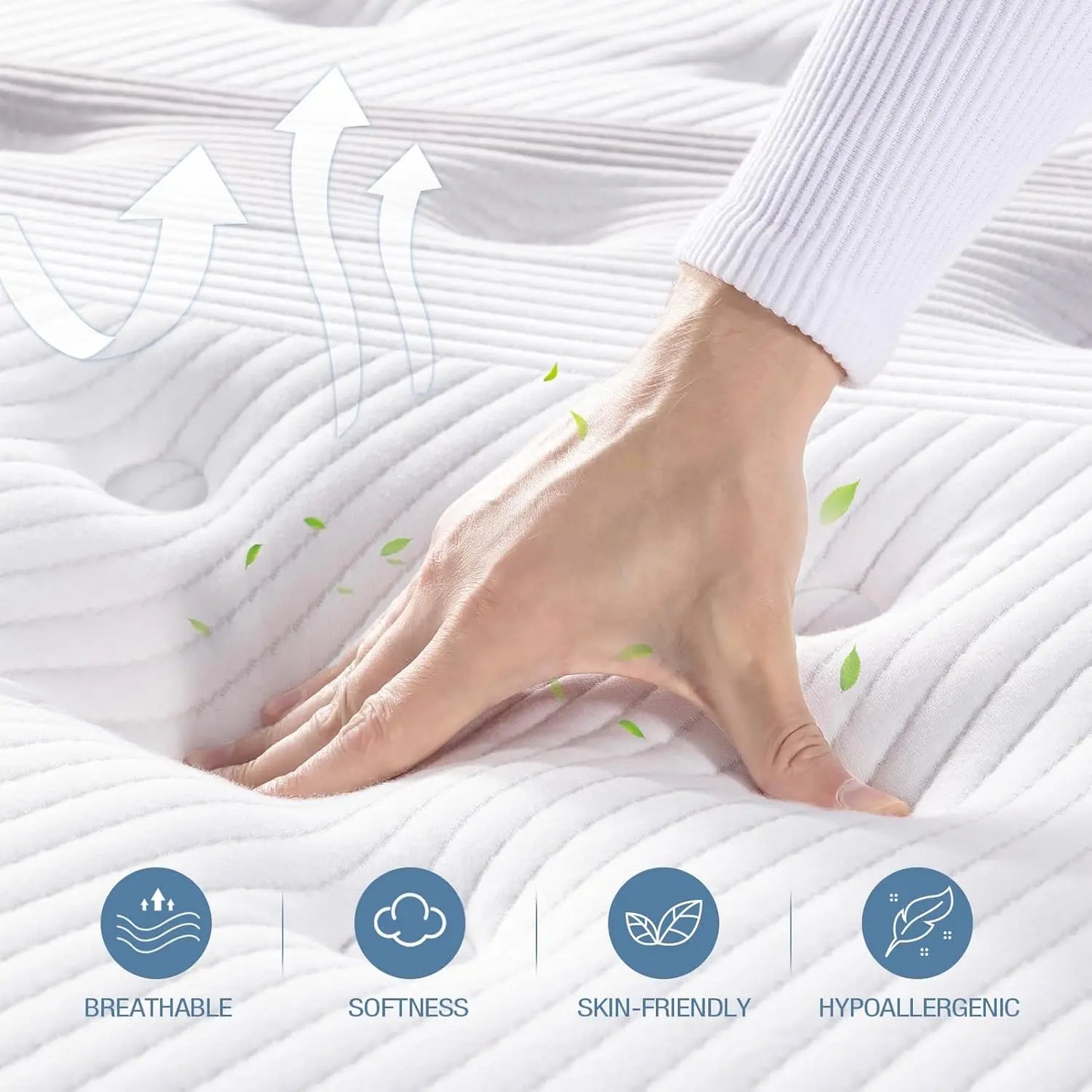 Full Mattress 14Inch Medium Plush Full Size Mattress in Box Hybrid Mattress with Memory Foam 7 Zone Individual Pocket Spring