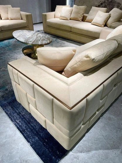 Light Luxury Living Room Sofa High-end Home Furniture for Large Villa L-shaped Leather Couch Designer Furniture Sofa for Villa