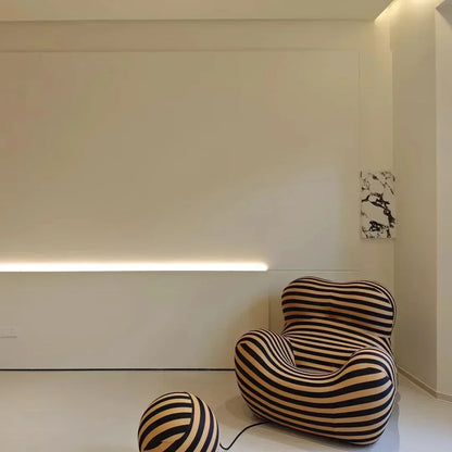 Luxury Mom's Embrace Bean Bag Sofa with Ottoman Modern Striped Cozy Seating for Living Room Bedroom Lounge Chair Decor Furniture