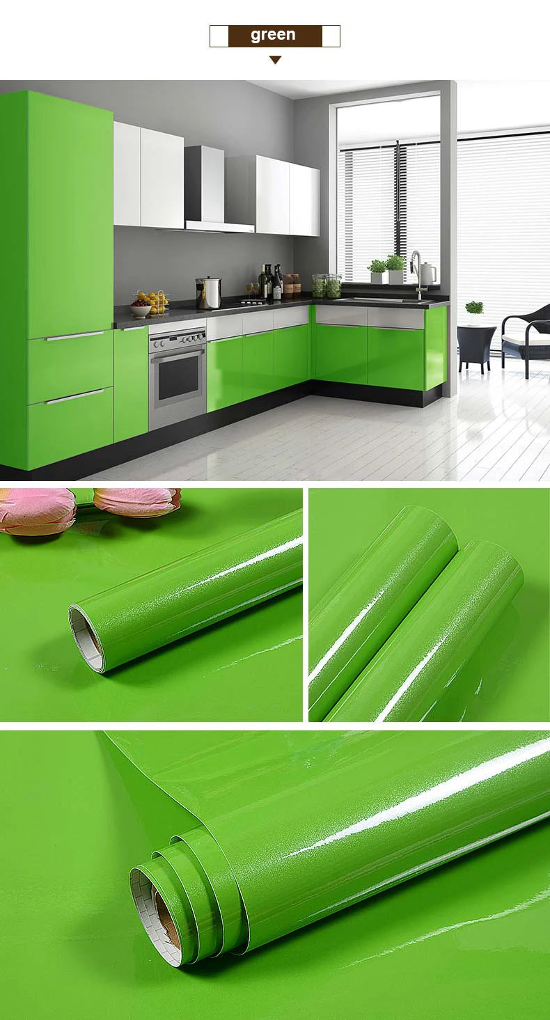 PVC Waterproof Oil-Proof Wallpaper White Self-Adhesive Kitchen Cabinet Table Top Old Furniture Renovation Color Change Stickers