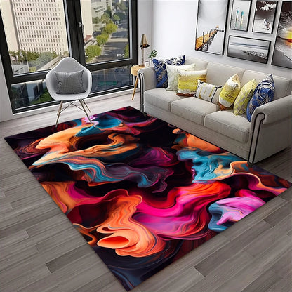 HD Colour Fluid Irregular Illusion Marble 3D Carpet Rug for Home Living Room Sofa Doormat Decor,kids Area Rug Non-slip Floor Mat