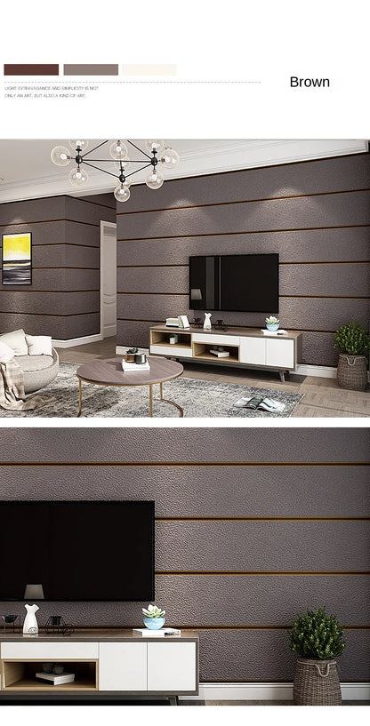9.5m Roll Modern Deerskin Velvet Wallpaper Non-woven Fabric 3D Stripe Living Room Bedroom TV Background Wall Stickers טפט לקיר