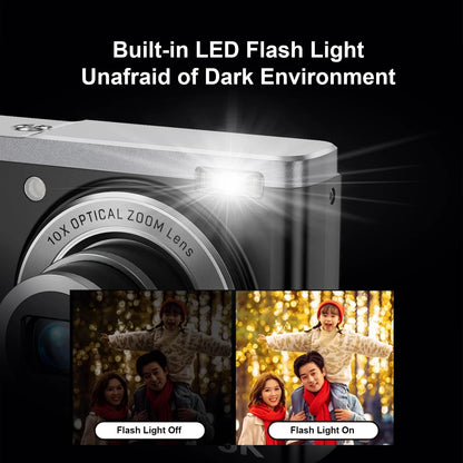 5K Digital Cameras Professional Camcorder 10X Optical Zoom 56MP Front and Rear Camera Ultra Bright Flash Camera Household Camera