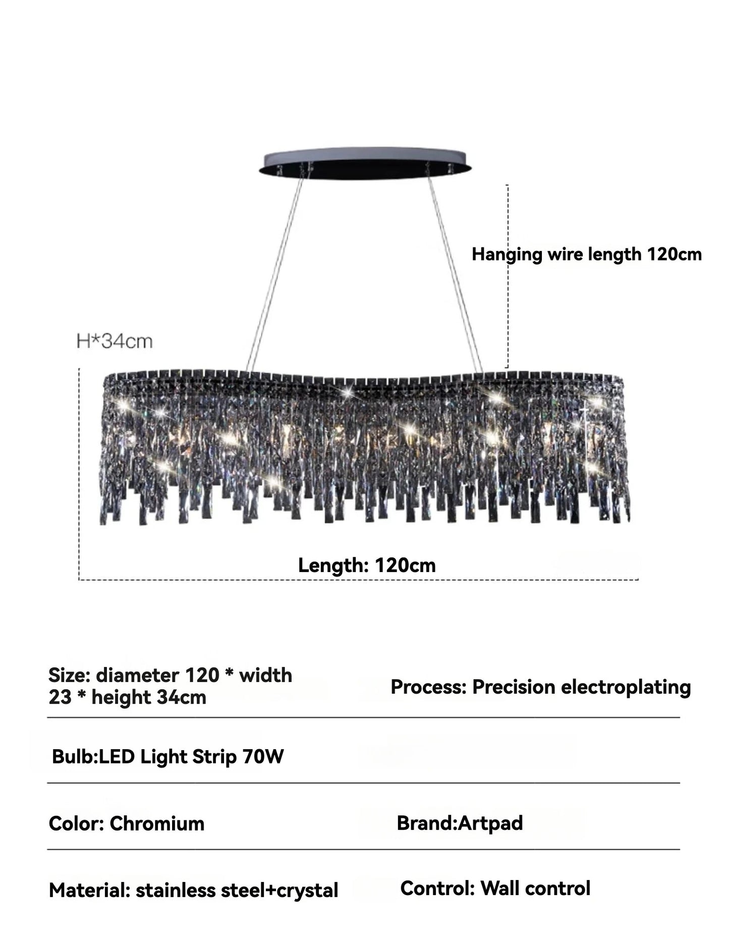 Italy Designer Luxury Chrome Chandelier K9 Crystal for Dining Room Hotel Hall Villa Bar Round Long  Hanging Light Fixture Decor