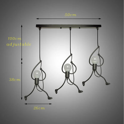 Pendant Lights Nordic Little Iron Man Hanging Lamp Retro Loft Lighting for Children's Room Kitchen Restaurant Coffee Bar Home