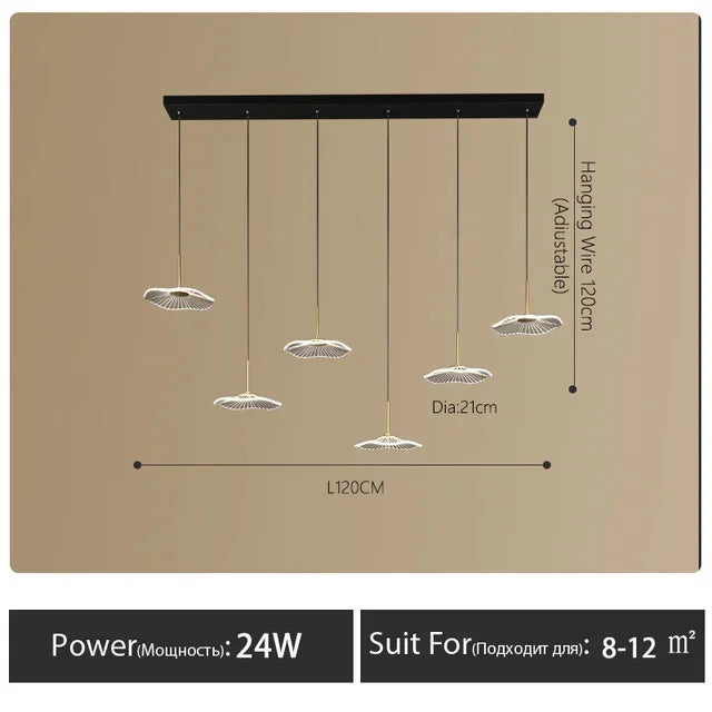 LED Restaurant Chandelier Hanging Pendant Light for Company Hotel Front Desk Lighting Spotlight Lotus Leaf Dining Table Fixtures