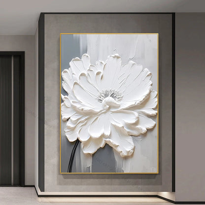 Blooming White Flowers On Canvas, Poster,Print Painting Abstract  Wall Art Picture For Nordic Living Room Decor Cuadros Unframed