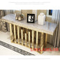 MINGDIBAO Dining Side Table with Sticking Seashells, Natural Marble Stainless Gold End Table, Handmade Coastal Style Furniture