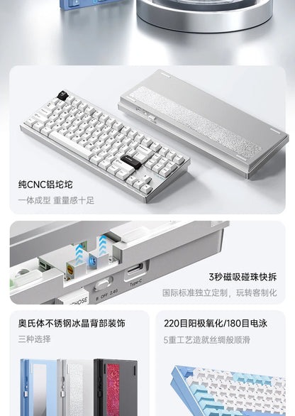 MCHOSE GX87V2 Mechanical Keyboard Wireless Tri-mode Hot-Swap GASKET RGB Quick Release Custom CNC Aluminum Office Gaming Keyboard