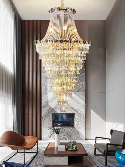 2024 Modern Large Luxury Living Room Chandeliers for Staircase Designer Crystal Pendant Lamps Home Decor Lighting Lustre Fixture