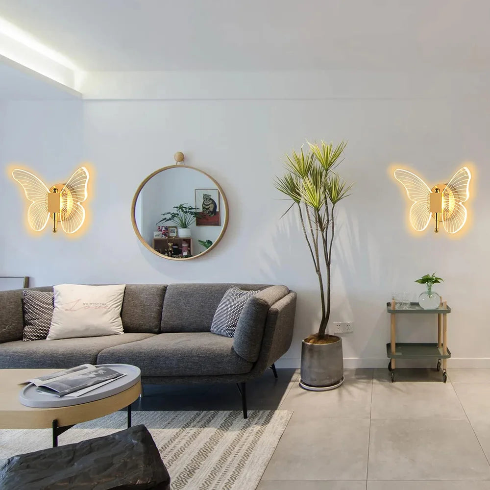LED Butterfly Wall Lamp Indoor Lighting Home Bedroom Modern Butterfly Wall Lamp Creative Living Room Decoration Ceiling Light