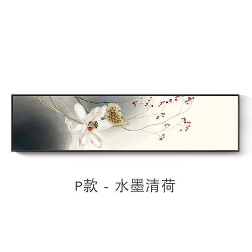 New Chinese Zen Flower and Bird Bedhead Painting Living Room Decoration Painting Sofa Background Wall Mural Painting Home Decor