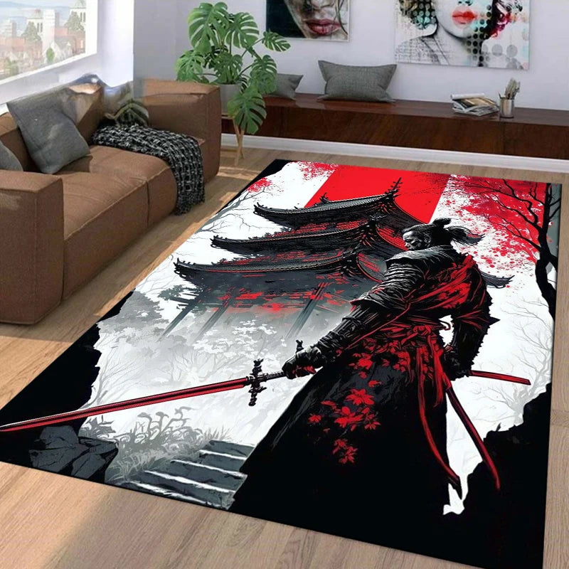 15 Size Samurai Spirits Pattern Rug Carpet for Living Room Bathroom Mat Creative Doormat Carpet for Bedroom Home Decor Play Mat