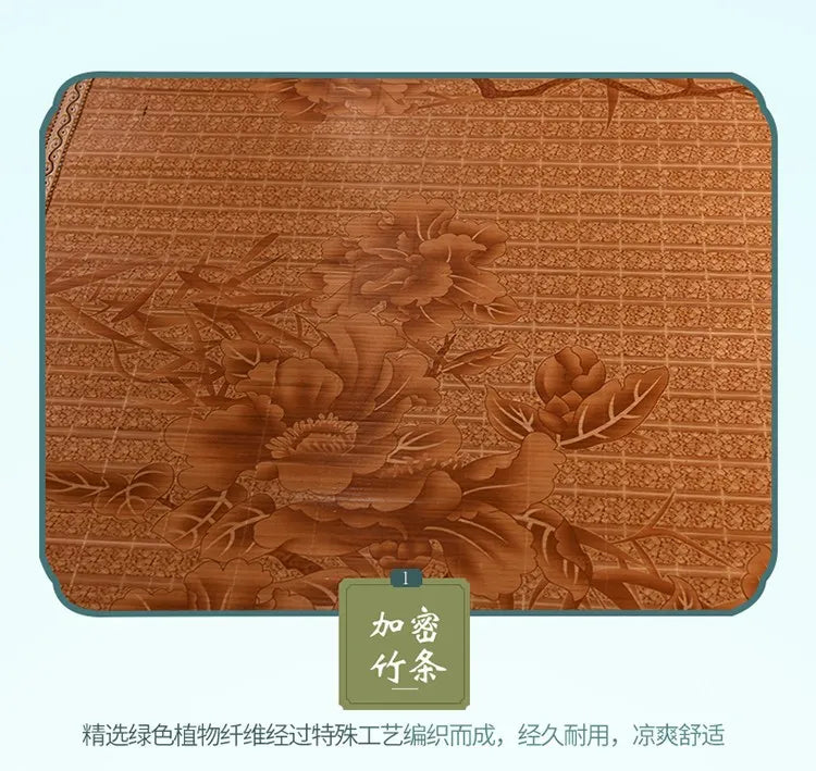 Summer carbonized bamboo mat dormitory cool mattress double-sided foldable straw mat cool mat bamboo and wood grain mat