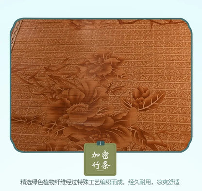 Summer carbonized bamboo mat dormitory cool mattress double-sided foldable straw mat cool mat bamboo and wood grain mat