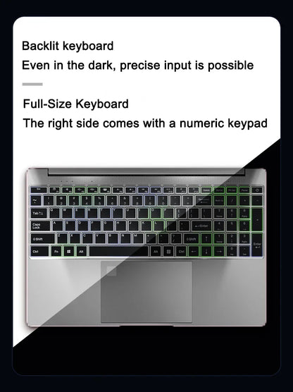 New 15.6" Inch Laptop Windows 11 Pro N5095 1920x1080 32GB+2048 GB Backlit Keyboard Portable Office Entertainment Laptop