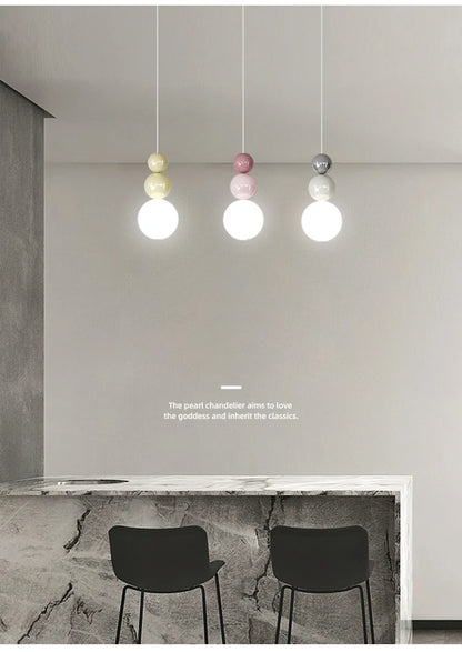 Nordic Pendant Light Modern LED Hanging Lamp Cream Style Indoor Lighting Room Decor Bedroom Living Room Bedside Light Fixture