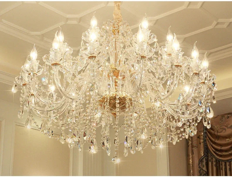 Luxury Home Crystal Chandeliers Villa Lighting for Living Room Decorate Ceiling Pendant Lamps Indoor Hanging Led Lights Fixture