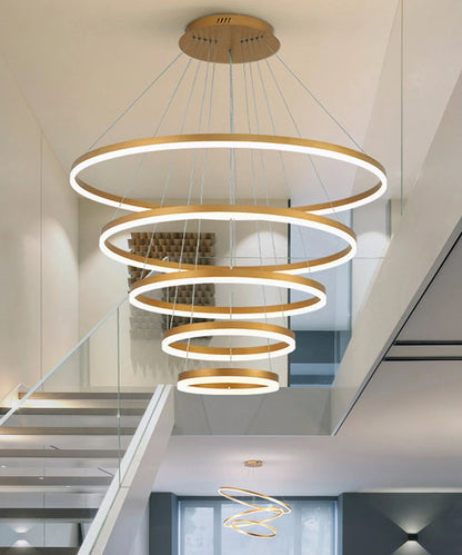 Modern LED pendant lights suitable for bedrooms, living rooms, and dining rooms. Circular ceiling chandelier, home lighting.