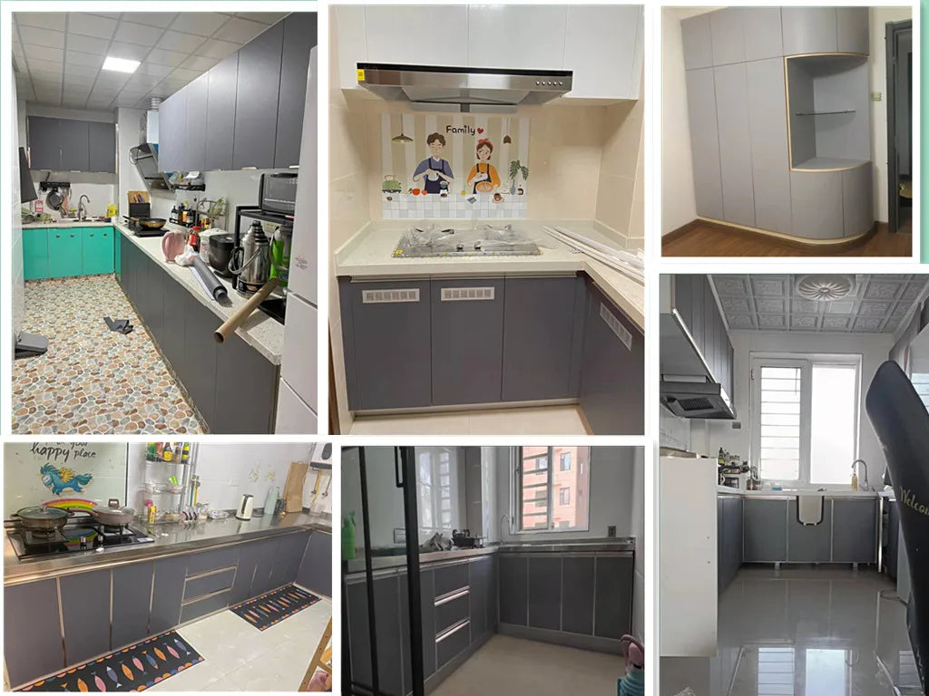 Modern Self-Adhesive Waterproof Wall Stickers, Vinyl Film, Contact Paper, Monochromatic, Cabinet, Home Decor, Kitchen