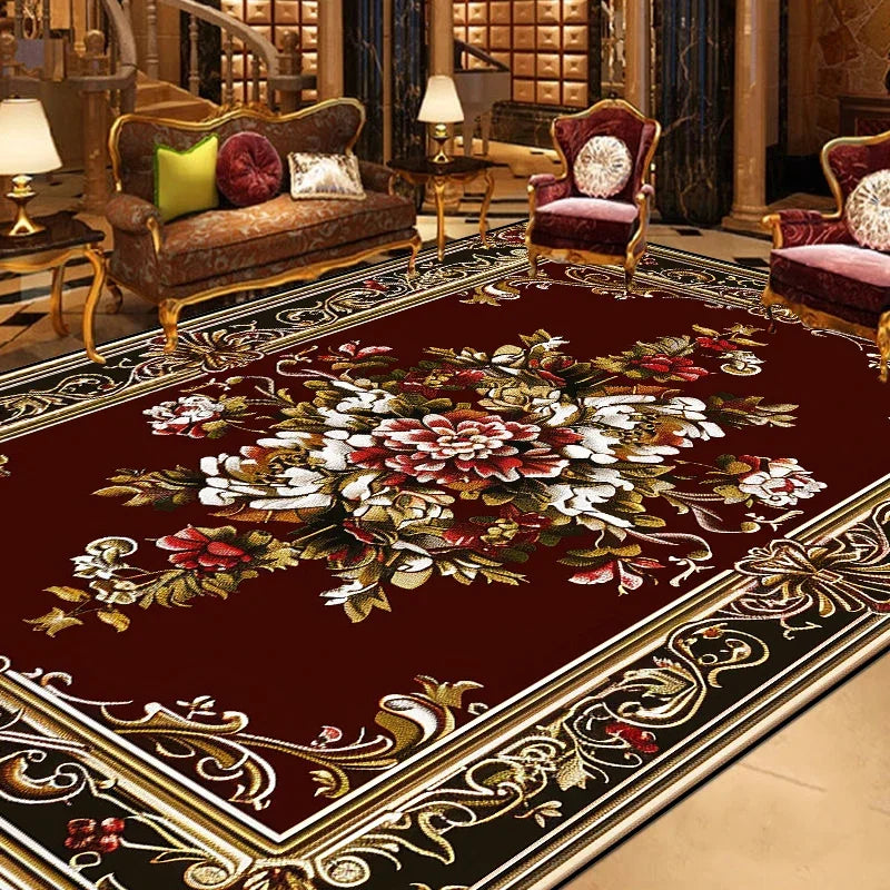 Gorgeous Retro European Carpet Living Room Large Area Decoration Sofa Area Rugs for Bedroom Cloakroom Non-slip Floor Mats