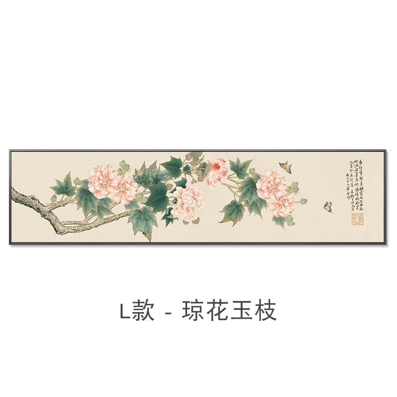 New Chinese Zen Flower and Bird Bedhead Painting Living Room Decoration Painting Sofa Background Wall Mural Painting Home Decor