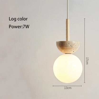 Cream Style Pendant Lamp Bedroom Bedside Led Chandelier Stone Wood Light Designer Bauhaus Medieval Restaurant Bar Small Lights