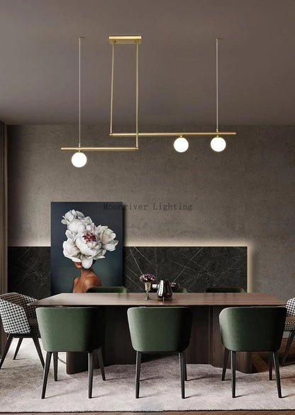 Hanging Lamp for Home LED Modern Minimalist Living Room Chandelier Simple Linear Restaurant Pendant Light Nordic Creative Shop