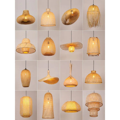 Bamboo Lantern Bamboo Woven Chandelier Chinese Restaurant Tea Room Chandelier Japanese Restaurant Straw Hat Rattan Woven Chandel