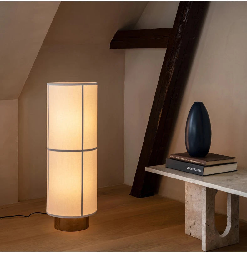 Designer Menu Hashira Cluster Pendant Light Vintage Cloth Lampshade Hanging Lamp Dining Room Minimalist Cylindrical Chandelier