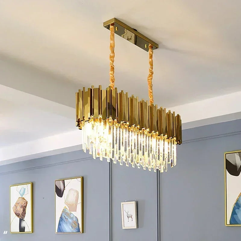 Light luxury golden luxury chandelier interior lighting hotel living room ceiling Led glossy lighting fixture crystal chandelier